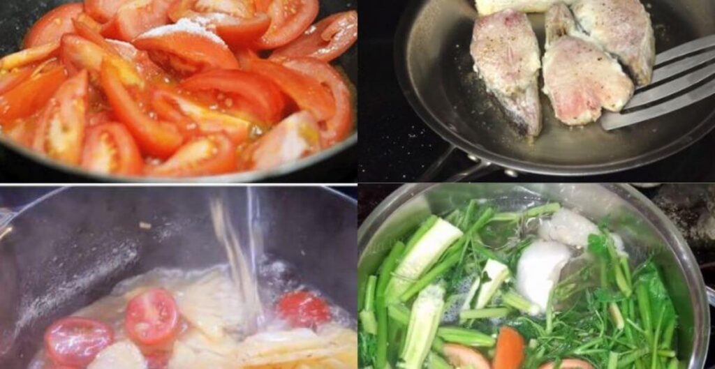 cách nấu canh chua cá hú với rau muống