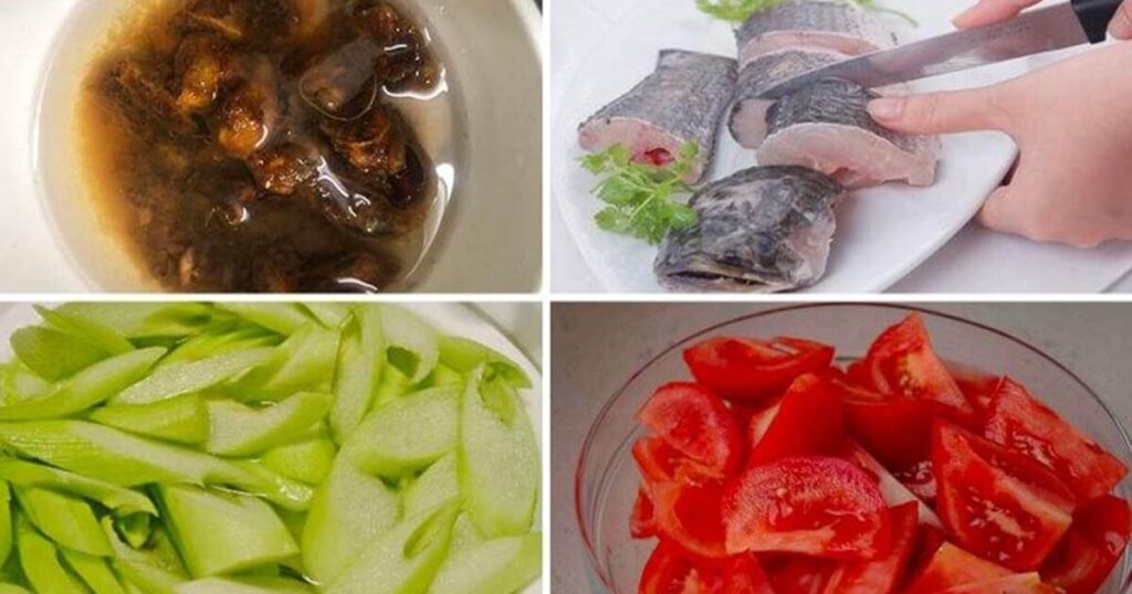 nguyên liệu canh cá nấu dứa dọc mùng