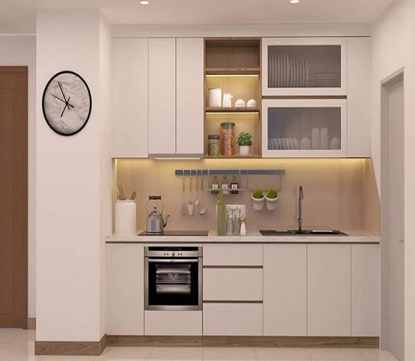 Thiết kế bếp 2m nhỏ gọn cho căn hộ, phòng trọ nhỏ 2 mẫu bếp 2m