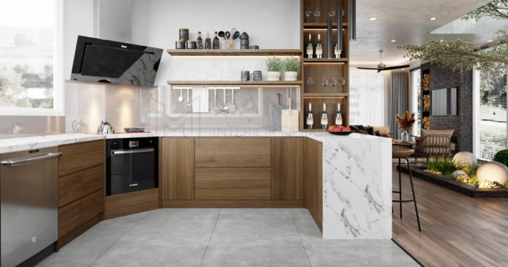 mẫu bếp không tủ trên