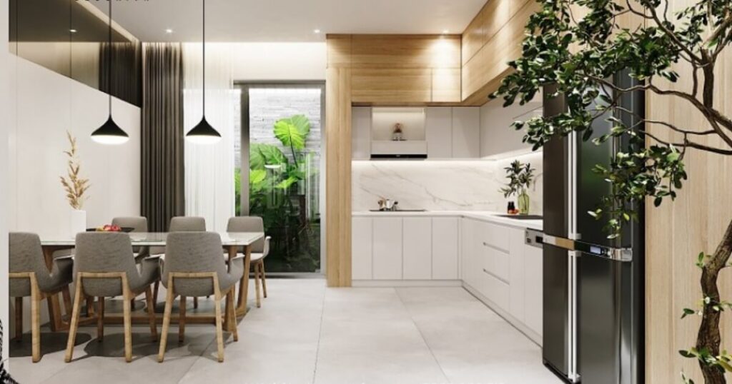 mẫu bếp nhà ống 5m