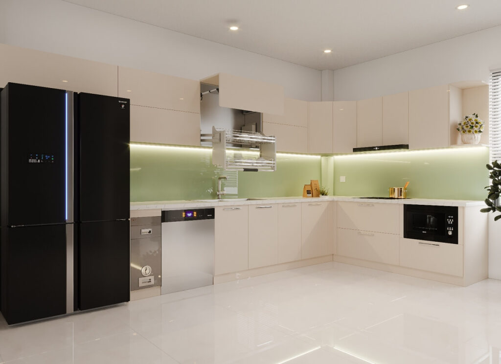 mẫu bếp có máy rửa bát