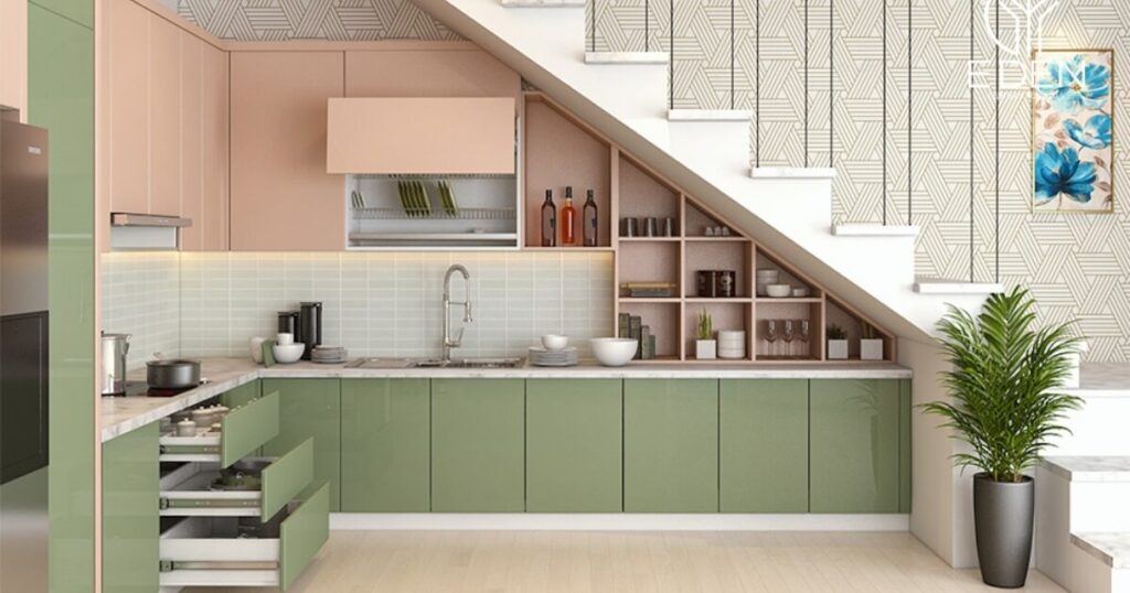 mẫu bếp dưới gầm cầu thang