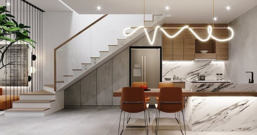 thiết kế bếp dưới cầu thang