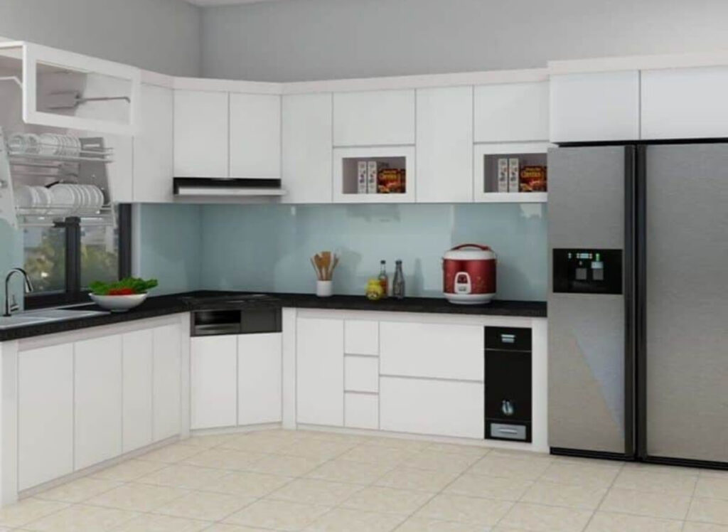 Thiết kế bếp góc chéo đẹp, tận dụng không gian nhà phố 2 thiết kế bếp góc chéo