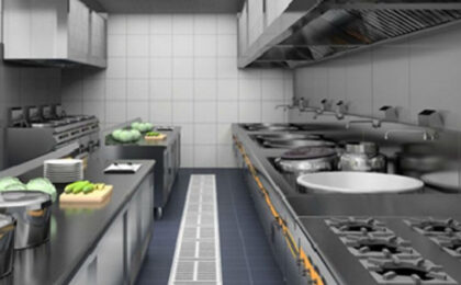 thiết kế bếp mở quán ăn