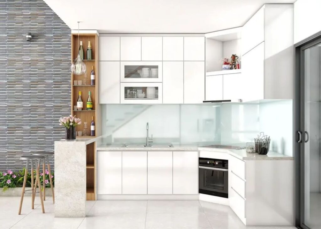 Thiết kế bếp góc chéo đẹp, tận dụng không gian nhà phố 3 thiết kế bếp ở góc chéo