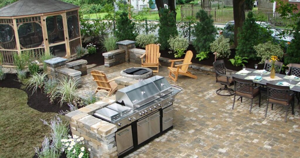 thiết kế bếp sân vườn