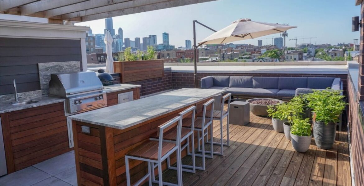 thiết kế bếp trên sân thượng