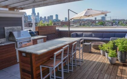 thiết kế bếp trên sân thượng