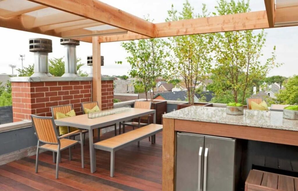 thiết kế nhà bếp trên sân thượng