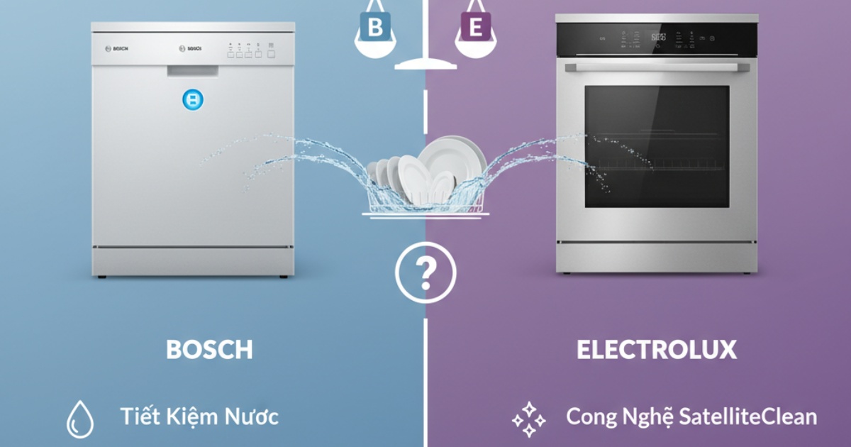 so sánh máy rửa bát bosch và electrolux