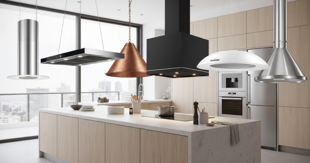 Các loại máy hút mùi đảo độc lập phổ biến hiện nay