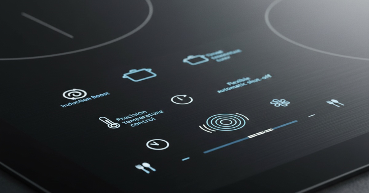 Các ký hiệu bếp từ hiển thị tính năng nấu nướng hiện đại