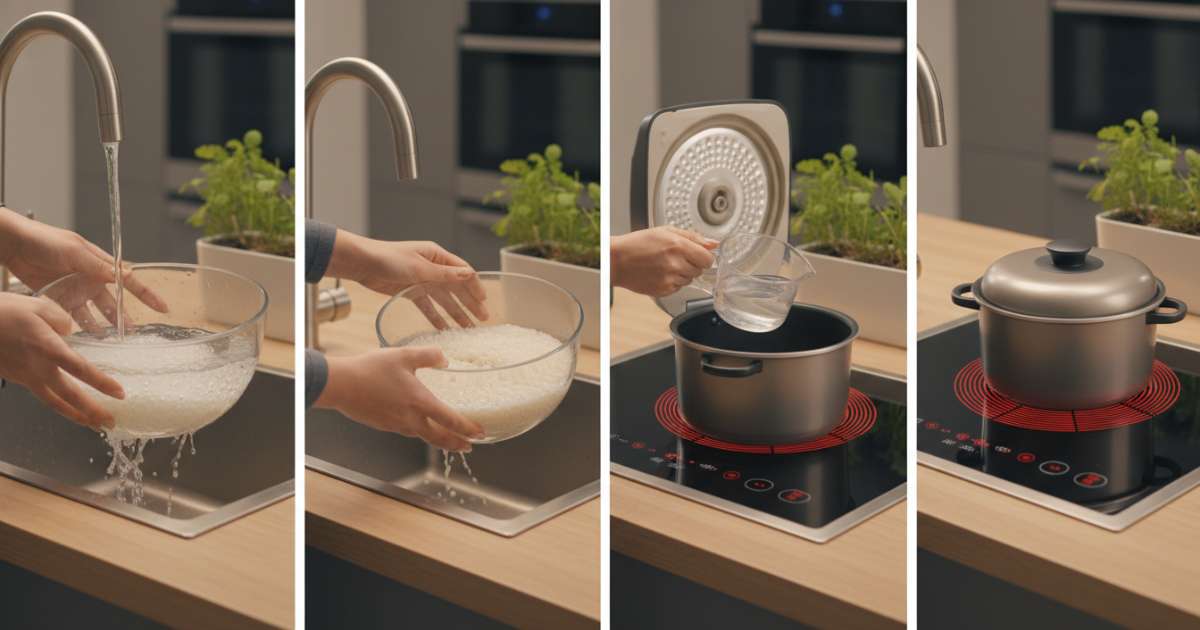Các bước chuẩn bị để nấu cơm bằng bếp hồng ngoại