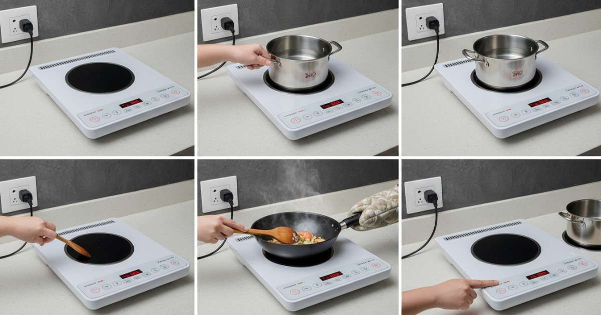 Các bước thực hiện hướng dẫn sử dụng bếp từ Sanaky an toàn