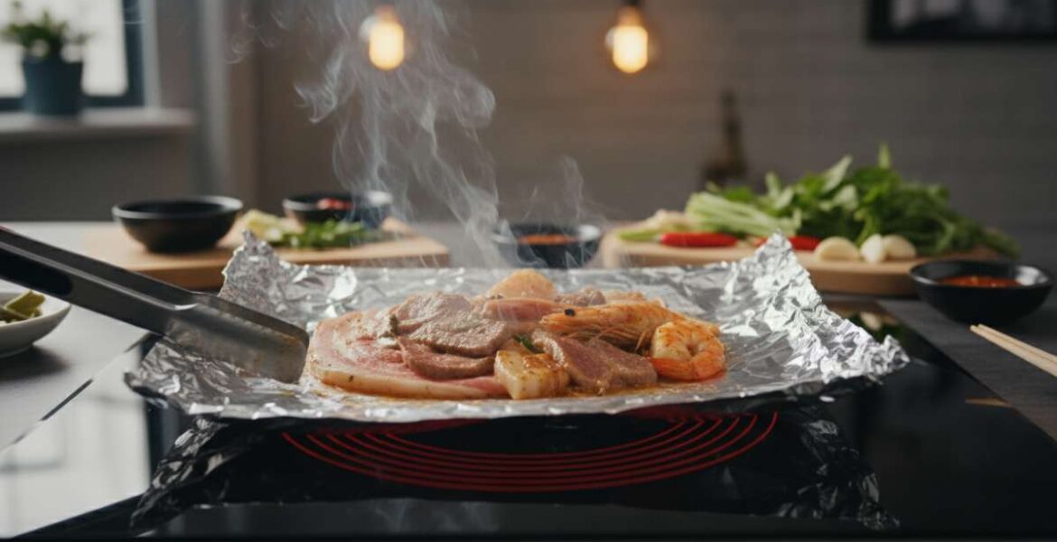 nướng giấy bạc trên bếp hồng ngoại