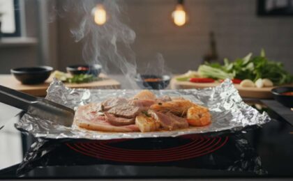 nướng giấy bạc trên bếp hồng ngoại