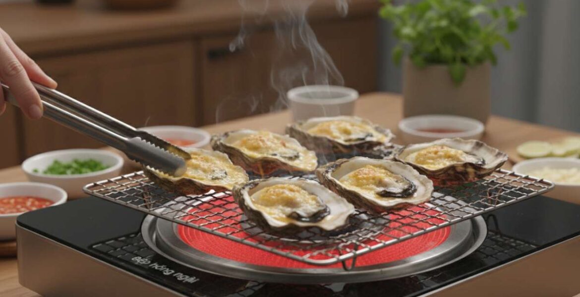 nướng hàu bằng bếp hồng ngoại