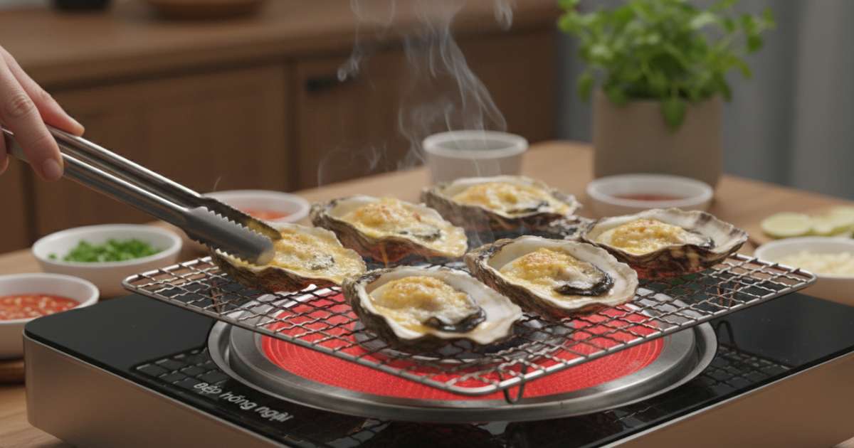 nướng hàu bằng bếp hồng ngoại