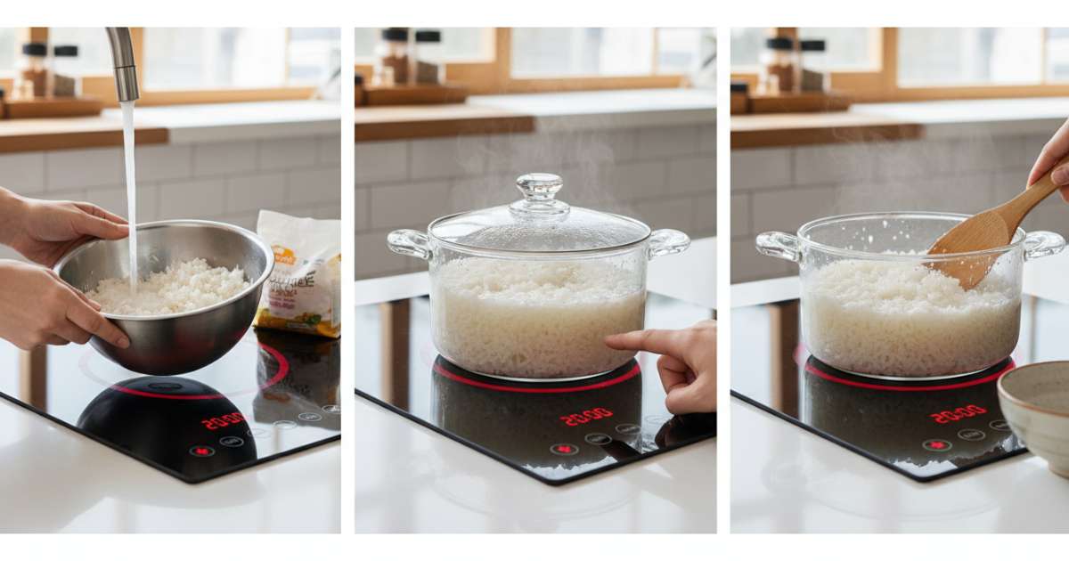 Quy trình nấu cơm bằng bếp hồng ngoại chi tiết nhất
