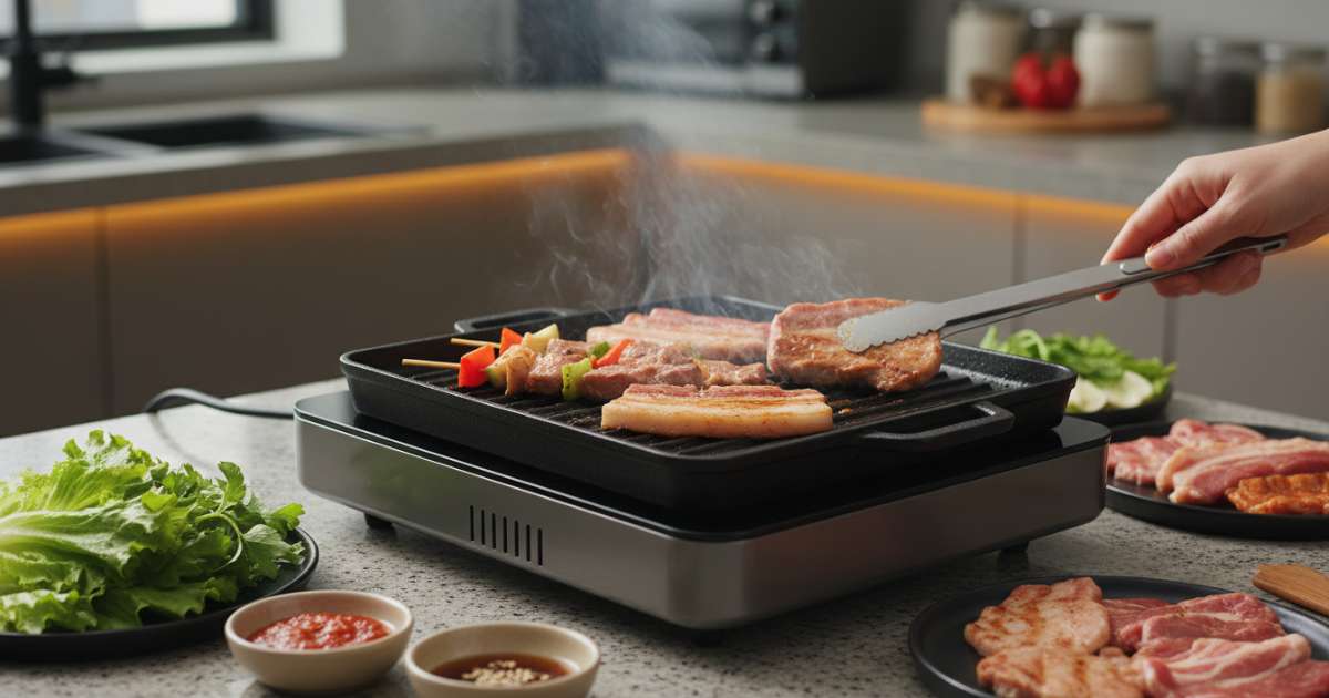 Quy trình thực hiện nướng thịt bằng bếp điện từ đơn giản