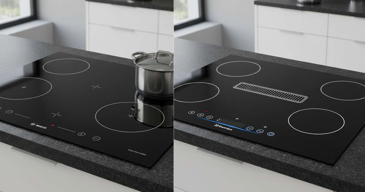 So sánh bếp từ Bosch và Electrolux về thiết kế mặt kính và điều khiển