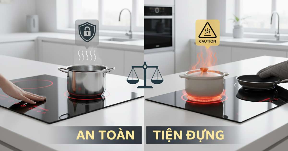 So sánh bếp từ với bếp hồng ngoại về độ an toàn và tiện dụng