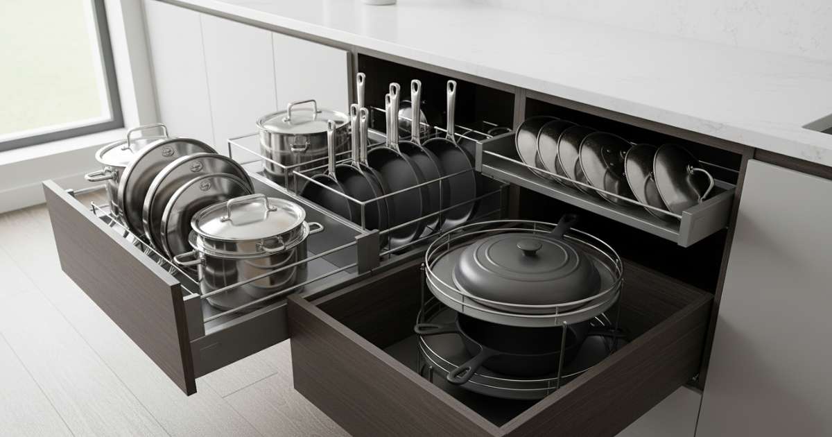 Các loại giá xoong nồi tủ bếp phổ biến hiện nay