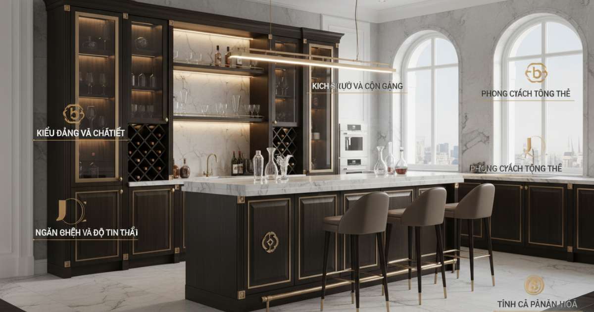 Các tiêu chí khi lựa chọn thiết kế tủ bar bếp sang trọng