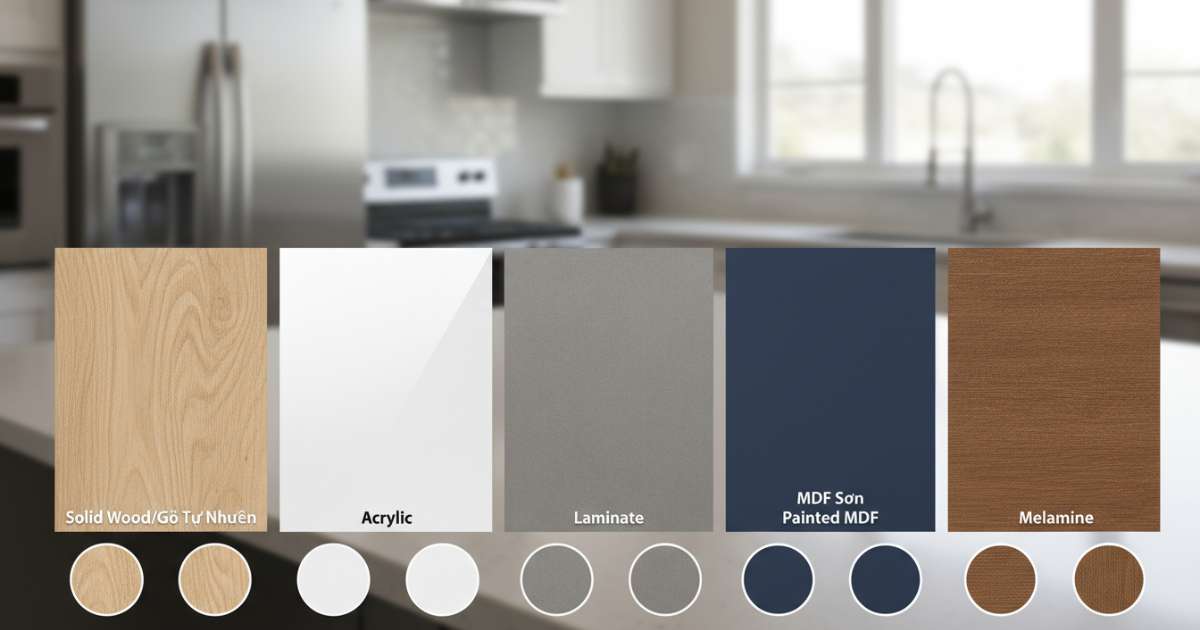 Các vật liệu phổ biến khi làm tủ bếp hiện nay