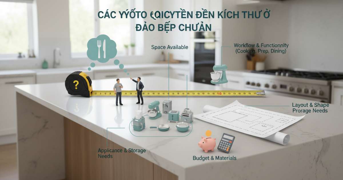 Các yếu tố quyết định đến kích thước đảo bếp chuẩn