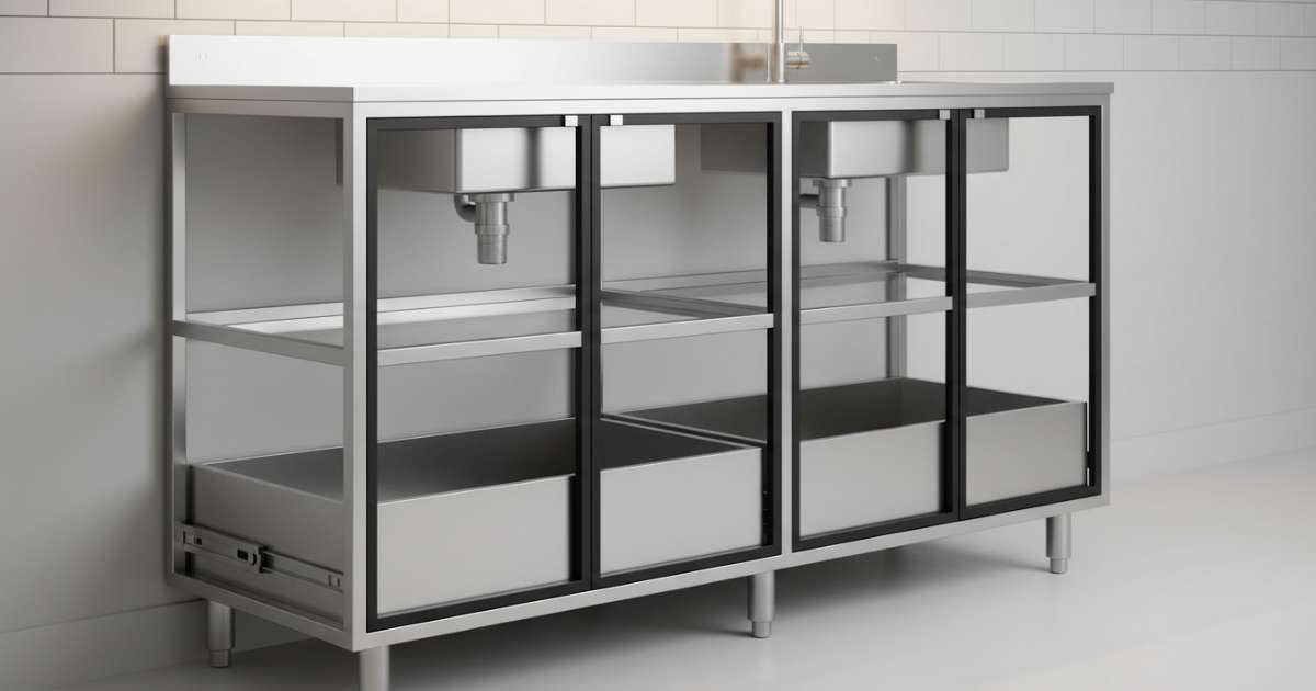 Cấu tạo chi tiết của bộ tủ bếp inox cánh kính tiêu chuẩn