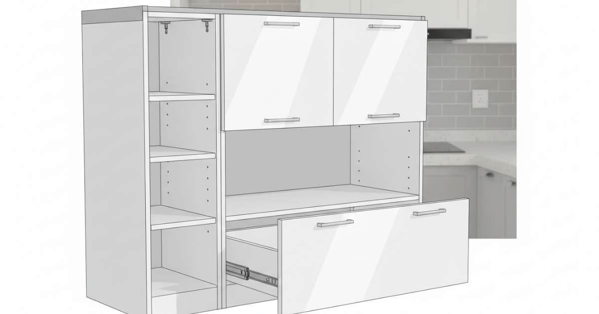 Cấu tạo chi tiết của tủ bếp picomat cánh phủ acrylic tiêu chuẩn