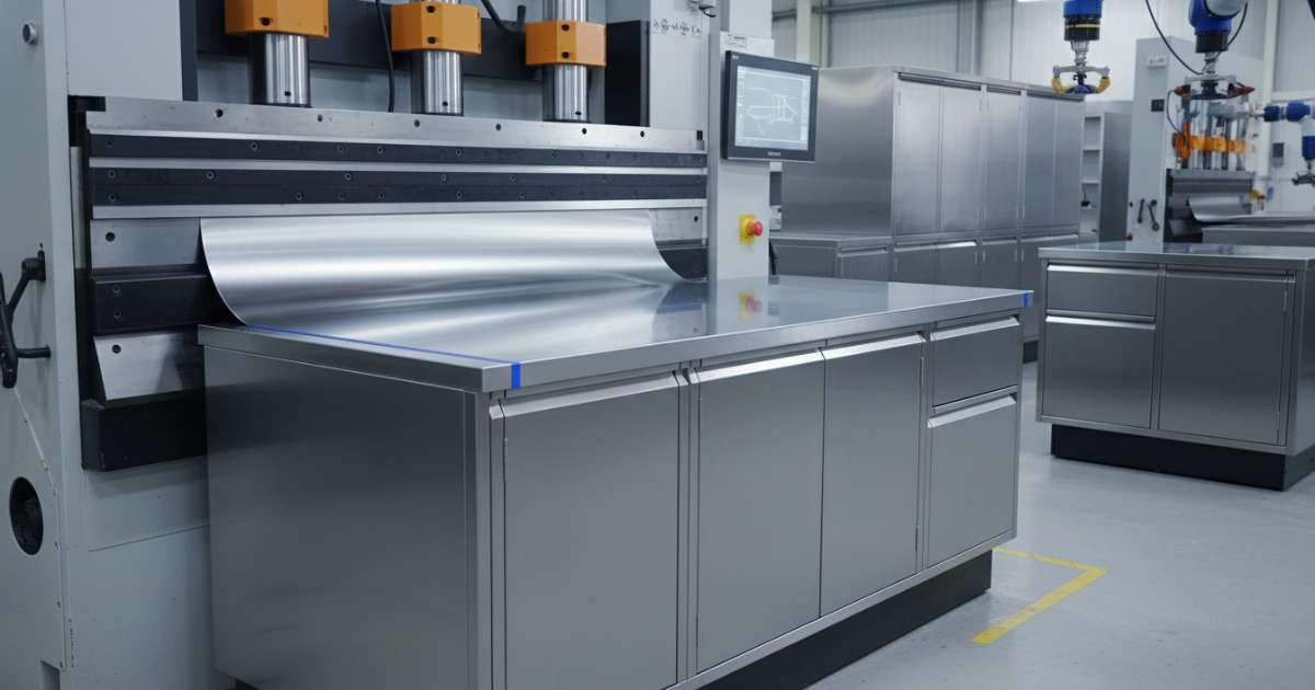 10 giải pháp thi công tủ bếp inox 304 chống han gỉ bền đẹp 4 Giải pháp ứng dụng công nghệ chấn gấp thủy lực cho tủ bếp inox