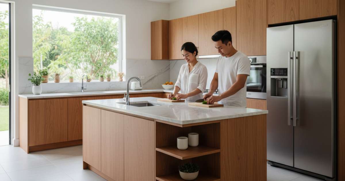 Kích thước bàn bếp hợp lý dựa trên vóc dáng người Việt