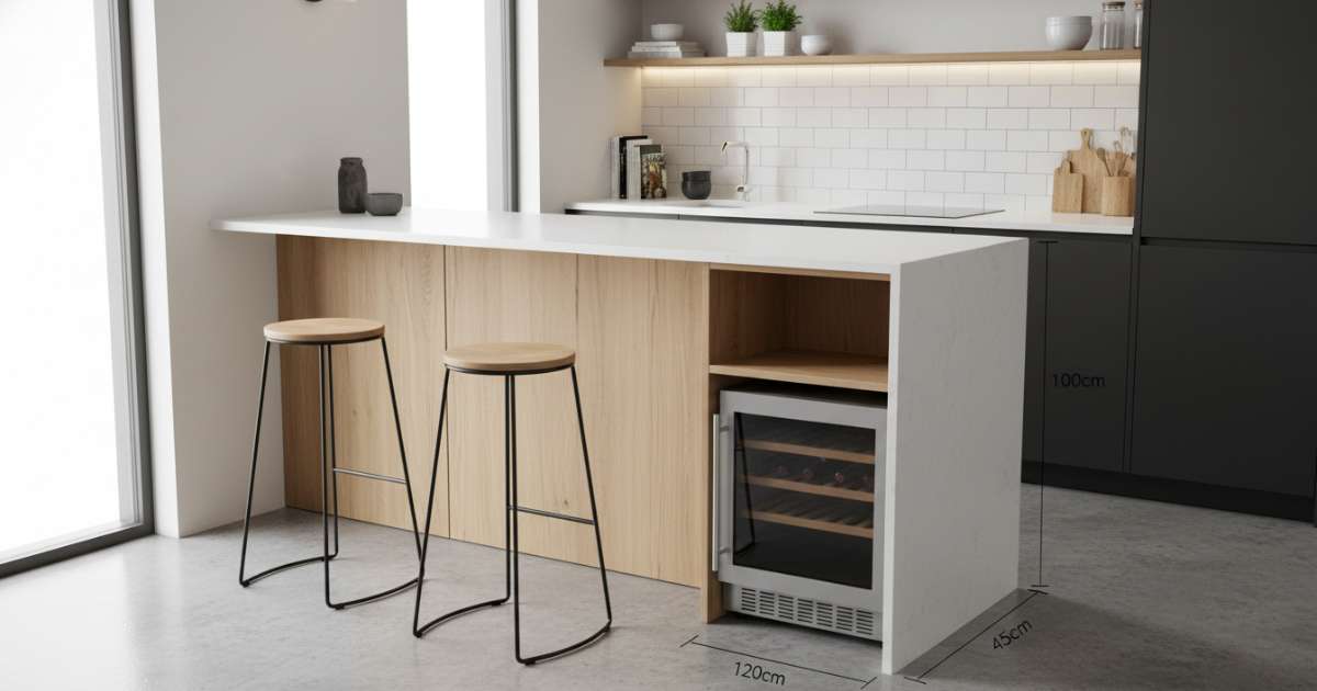 Kích thước tiêu chuẩn khi thiết kế quầy bar bếp mini