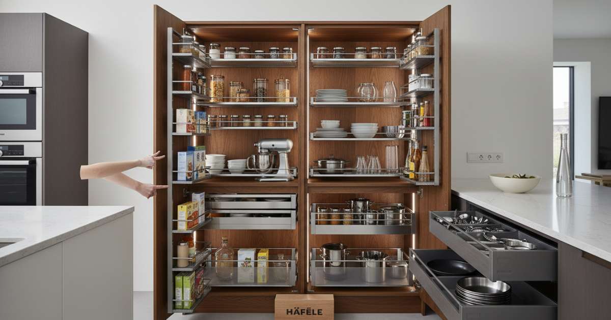Review 5 hafele phụ kiện tủ bếp bền đẹp cho gian bếp hiện đại 3 Review chi tiết hệ thống tủ kho hafele phụ kiện tủ bếp