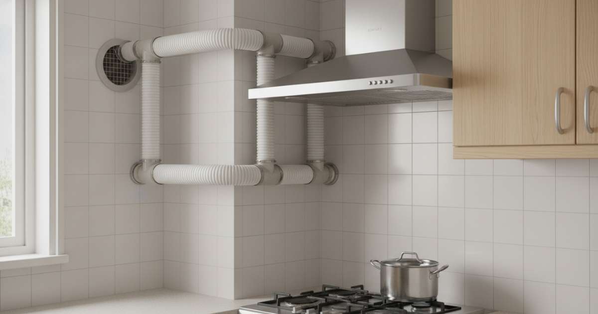Tư vấn 7 lưu ý kỹ thuật khi lắp đặt quạt hút mùi nhà bếp đạt hiệu quả cao 4 Thiết kế hệ thống ống dẫn cho máy hút mùi bếp giá rẻ