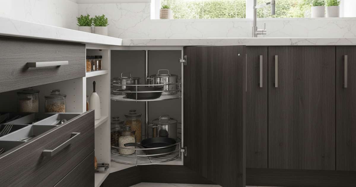 Review 5 hafele phụ kiện tủ bếp bền đẹp cho gian bếp hiện đại 4 Tìm hiểu dòng kệ góc xoay hafele phụ kiện tủ bếp hiện đại