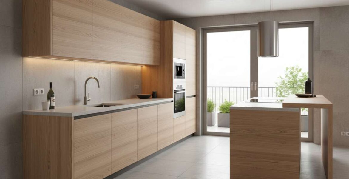 tủ bếp gỗ công nghiệp