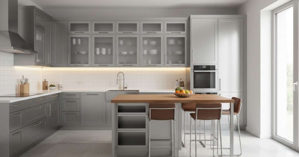 tủ bếp inox cánh kính