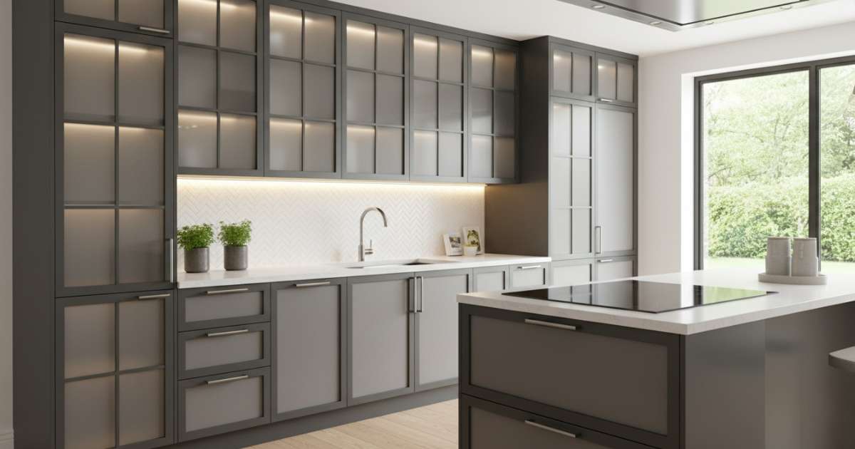 tủ bếp nhôm cánh kính