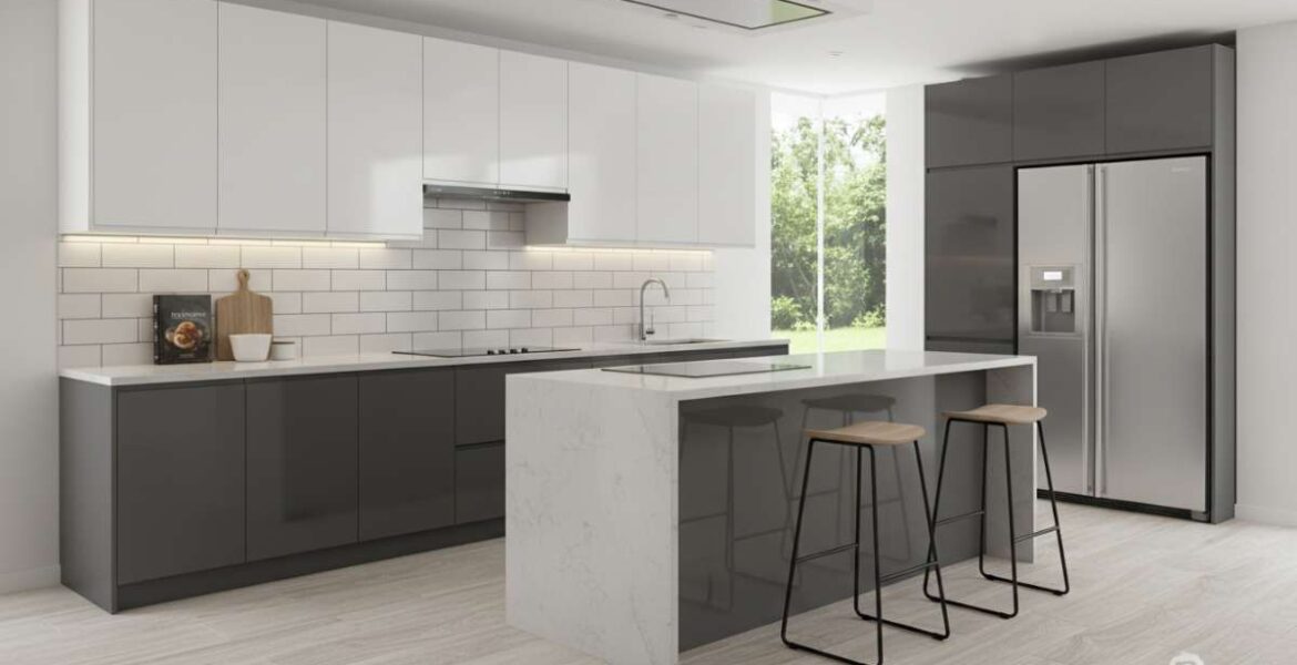 tủ bếp nhựa picomat cánh phủ acrylic