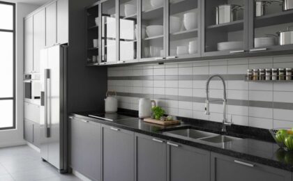 tủ nhôm kính bếp