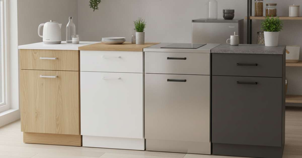 Các chất liệu phổ biến làm tủ bếp mini cho phòng trọ