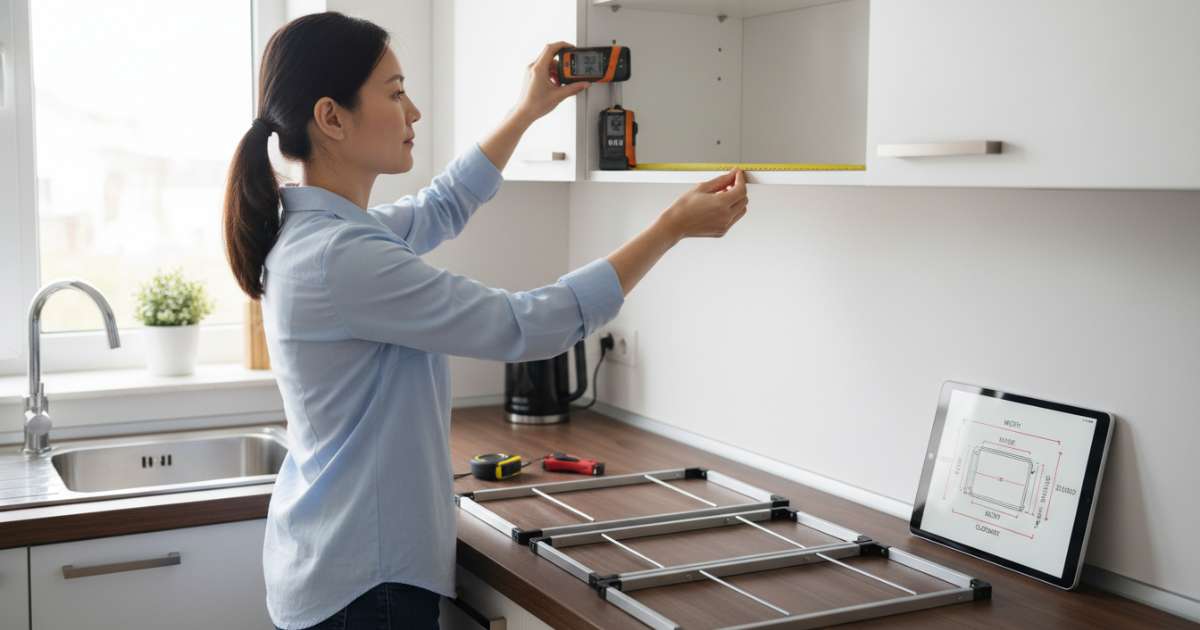 Kích thước giá bát nâng hạ: Thông số kỹ thuật chuẩn nhất 2026 3 Cách đo đạc để xác định kích thước giá bát nâng hạ chuẩn nhất