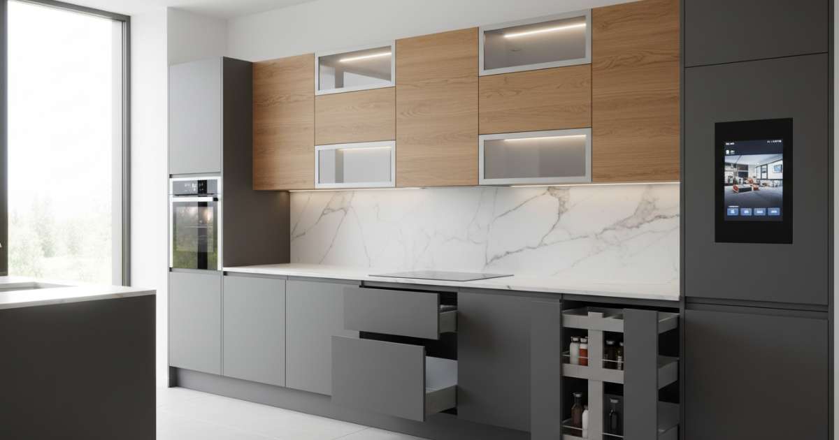 99+ Mẫu tủ bếp thông minh hiện đại và tiện nghi nhất 2026 4 Chất liệu phổ biến để thi công tủ bếp thông minh bền đẹp