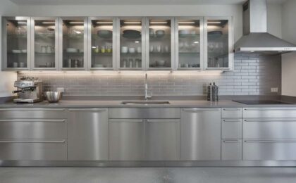 giá tủ bếp inox cánh kính