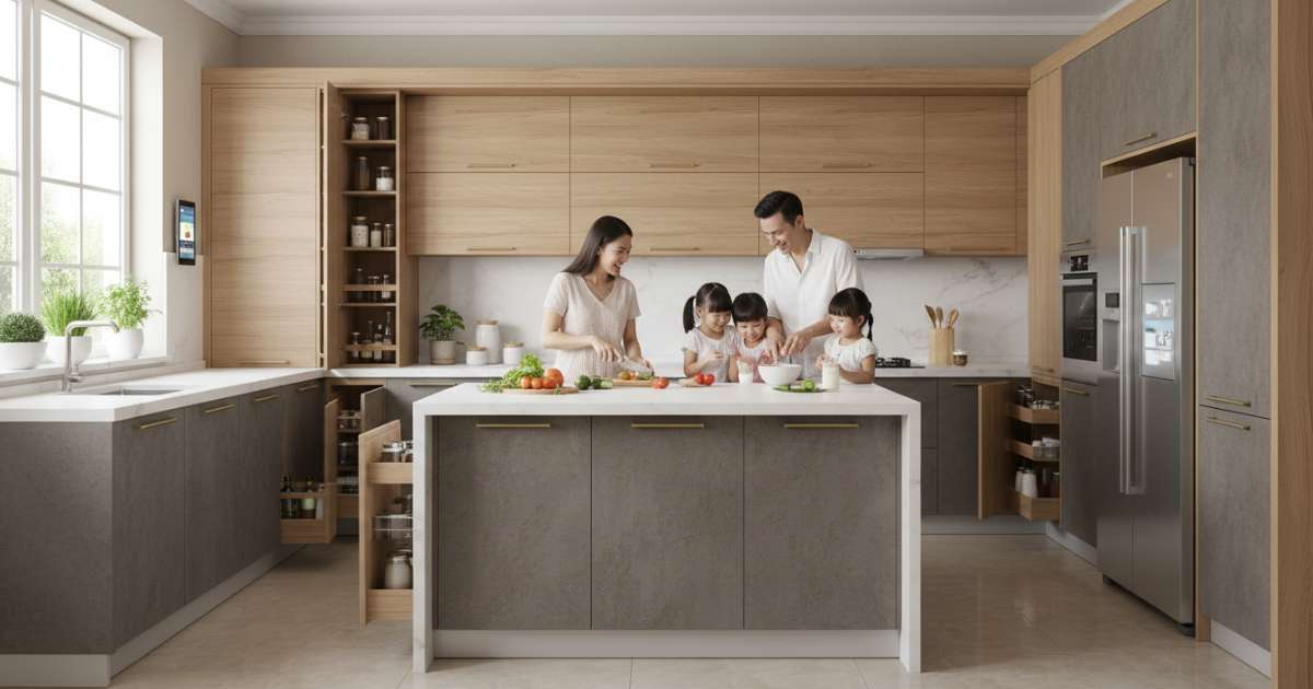 Top 10 mẫu tủ bếp An Cường bền đẹp và hiện đại nhất 2026 4 Lợi ích khi lắp đặt tủ bếp An Cường cho gia đình